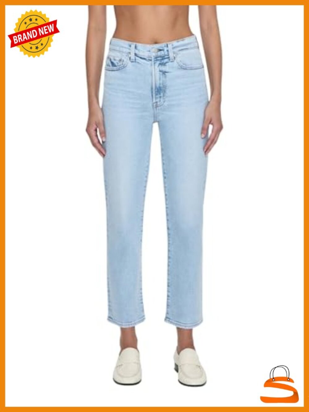 High Rise Straight Leg Jeans with Button Fly - Cropped